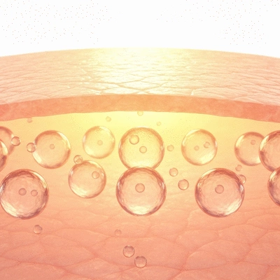Close-up of skin cells being renewed by glycolic acid, with a fresh, glowing layer underneath. No text, no words, no typography, no labels, clean image.