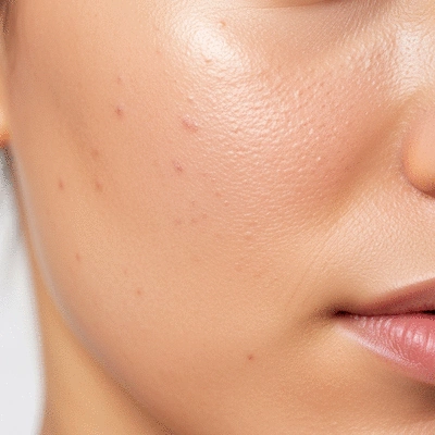 Close-up of healthy, glowing skin after retinol treatment, showcasing improved texture and reduced blemishes