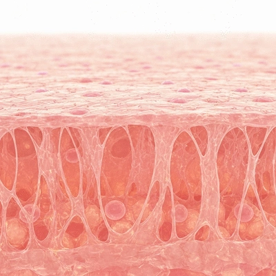 Close-up of healthy skin cells with a protective barrier, representing urea's role in barrier repair